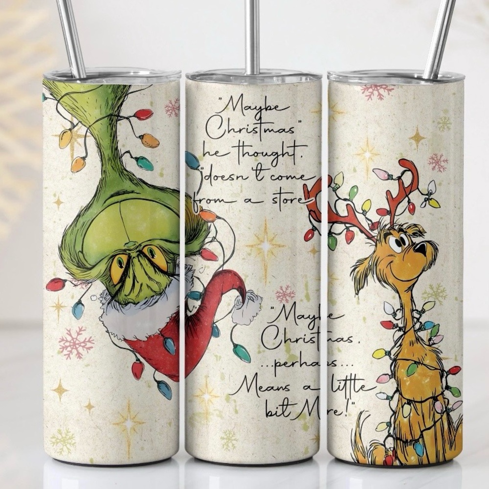 Festive Holiday Tumbler with Grinch and Max Design